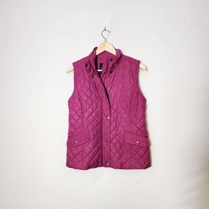 Talbots Fuchsia Quilted Zip Up Vest Size Small